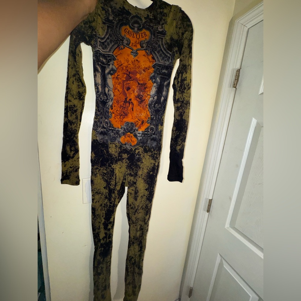 Jean Paul Gaultier khaki medallion bodysuit